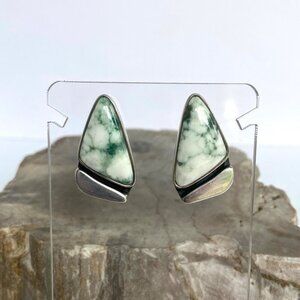 Jay King Sterling Silver 925 DTR Southwest Style Tree Agate Stud Earrings